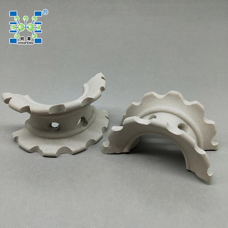 25mm陶瓷异鞍环填料 带齿陶瓷填料